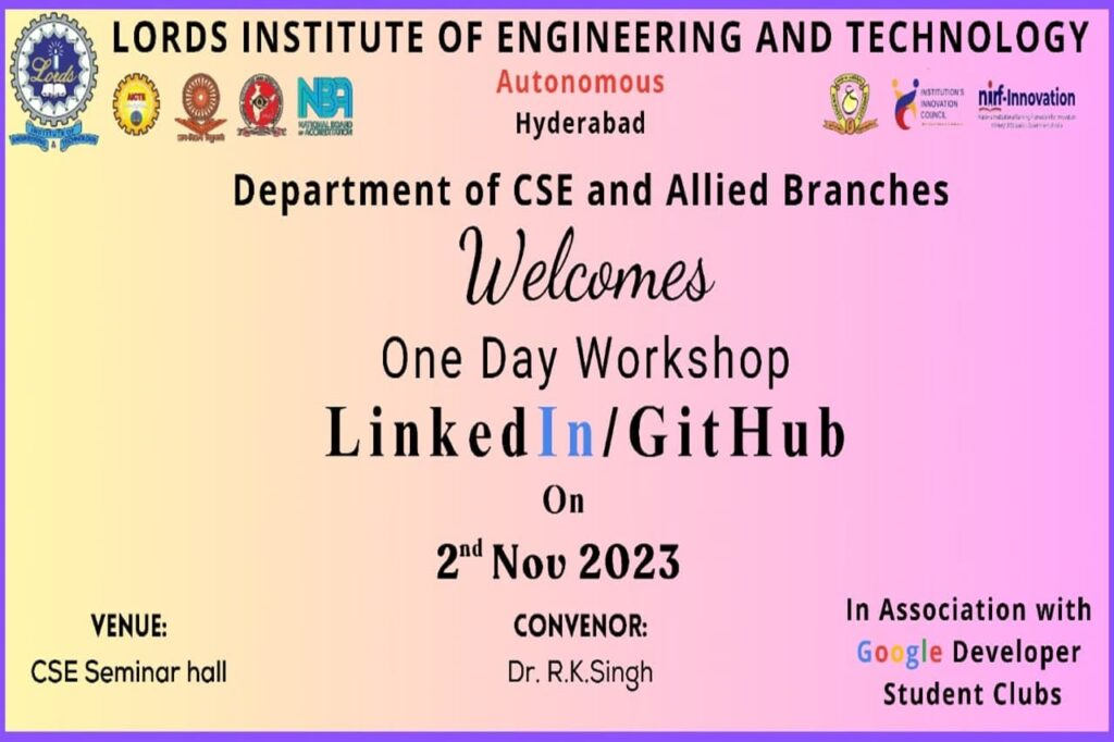 One Day Workshop on LinkedIn - Lords Institute of Engineering and ...