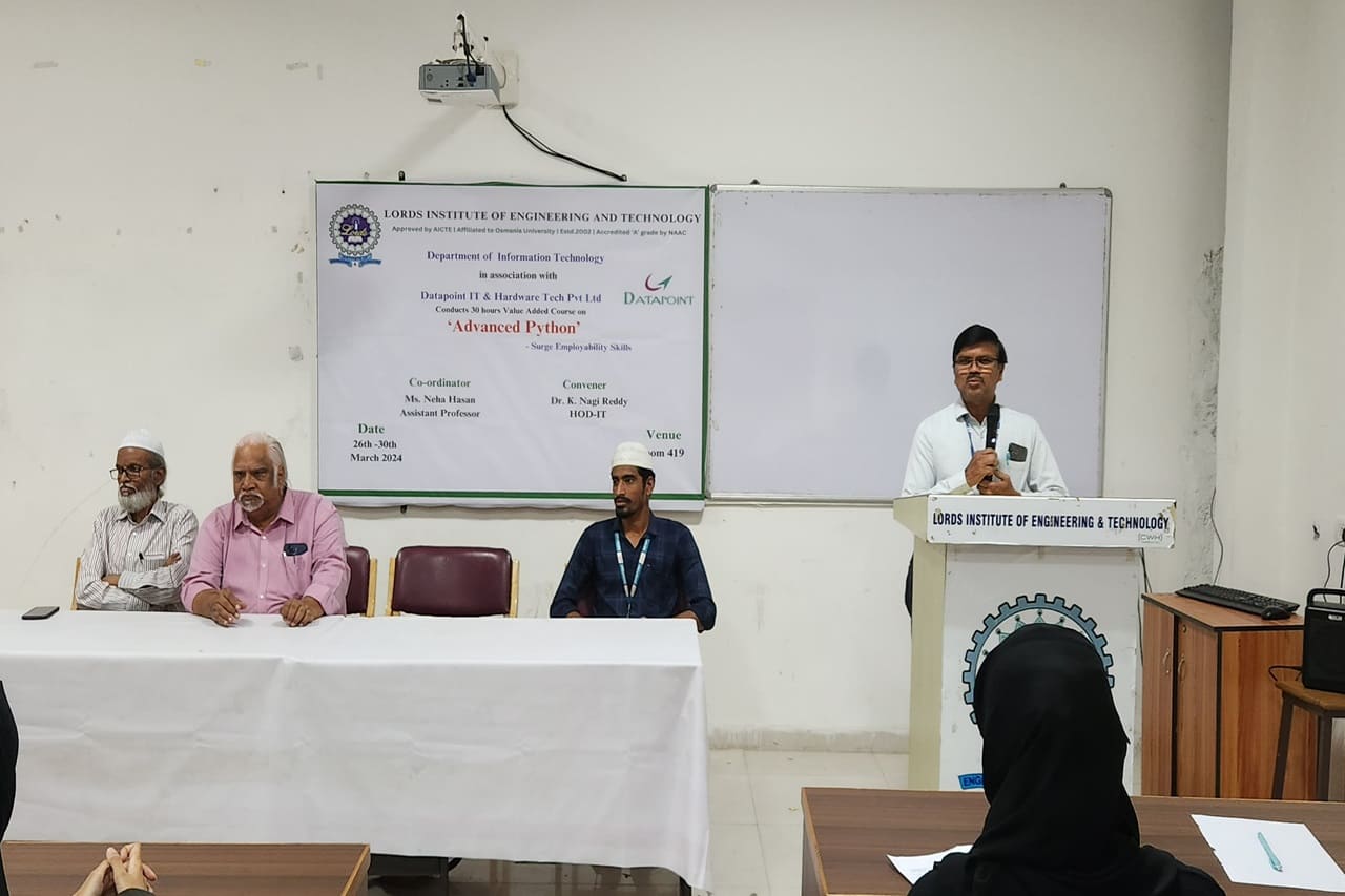 VAC on Advanced Python - Lords Institute of Engineering and Technology