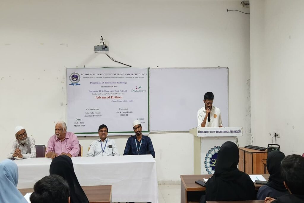 VAC on Advanced Python - Lords Institute of Engineering and Technology