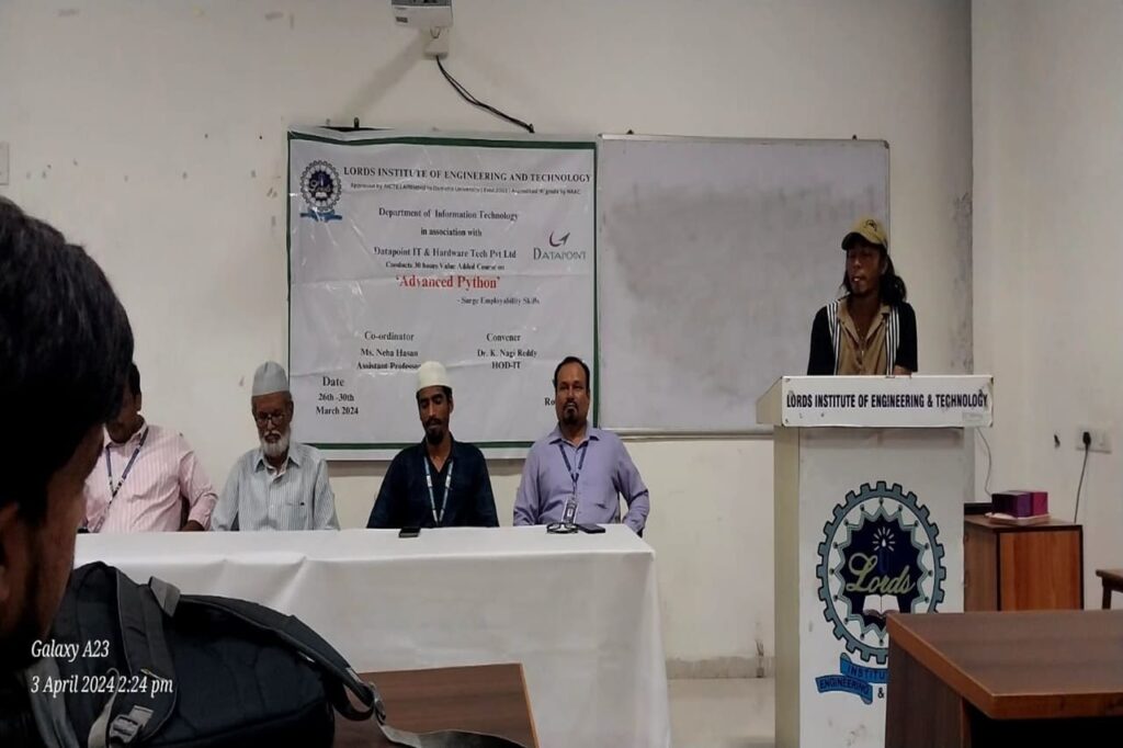 VAC on Advanced Python - Lords Institute of Engineering and Technology