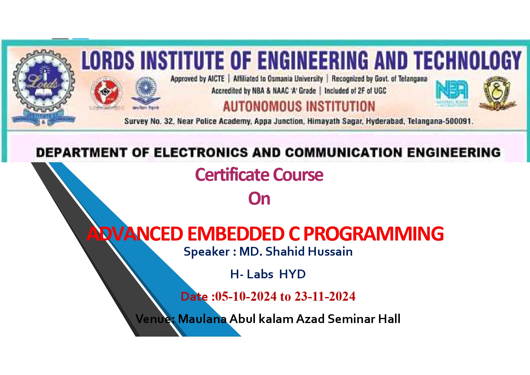 Advanced Embedded C Programming - Lords Institute of Engineering and ...