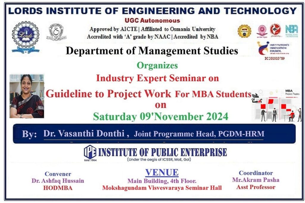 Seminar on guidelines on Project Work - Lords Institute of Engineering ...