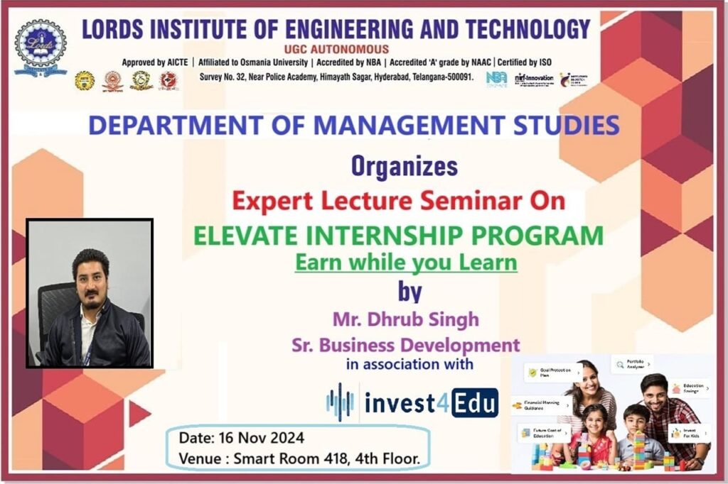 Seminar on Elevate Internship Program - Lords Institute of Engineering ...